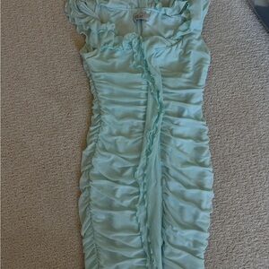 Oh Polly Aqua Ruffle Dress